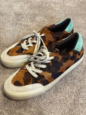 Louise et Cie Leopard Print Low-Top Sneakers with Mint Heel